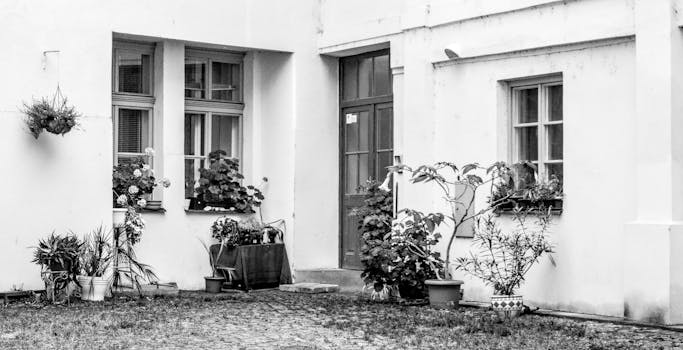 example of a small urban garden with upcycled planters