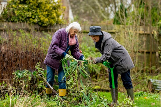 community garden with neighbors working together