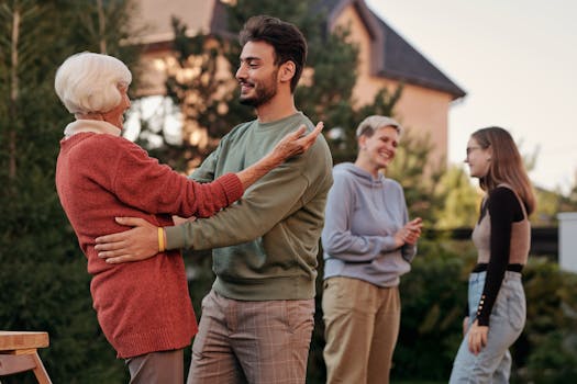 community gathering in a garden