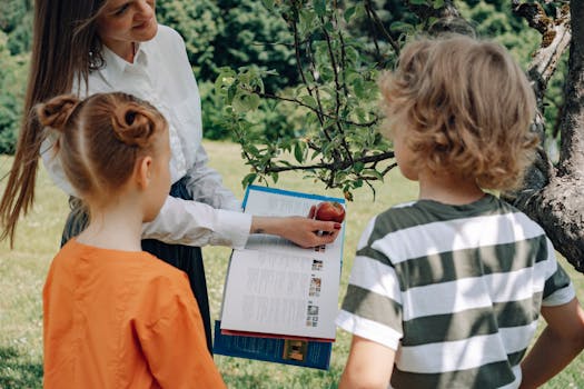 Kids crafting plant markers for the garden