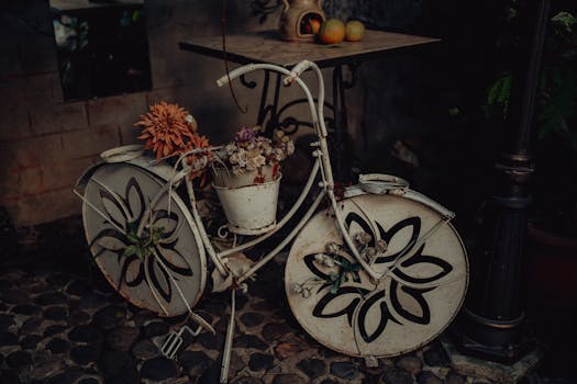 colorful upcycled planters on a balcony