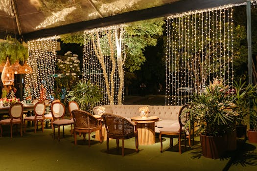 garden ambiance with solar lights