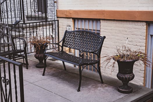 upcycled planters in an urban garden